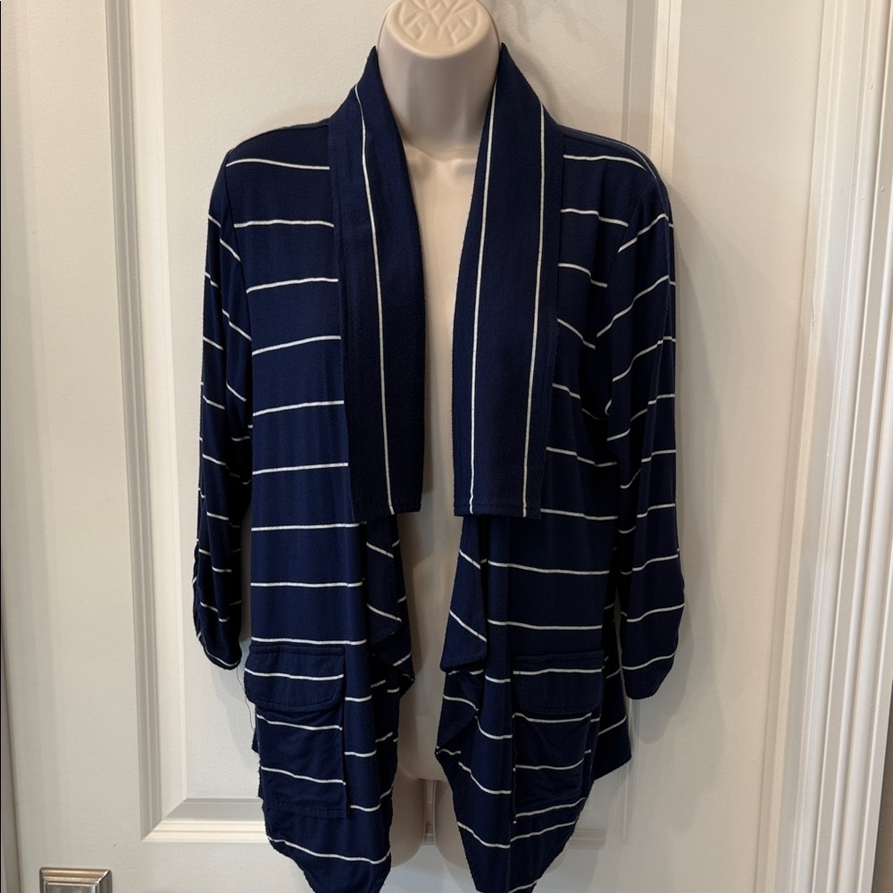 Navy and White Striped Cardigan -  Backless Brand